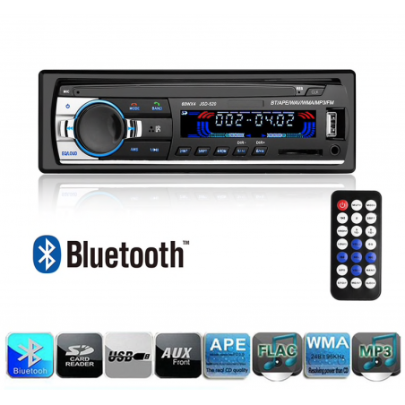 Bluetooth car radio - digital audio - MP3 - FM - USB - AUX - 12VDin 1