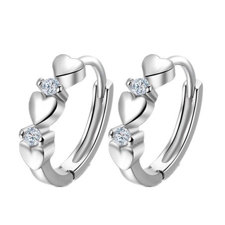 Elegant earrings - hearts / zirconia - 925 sterling silverEarrings