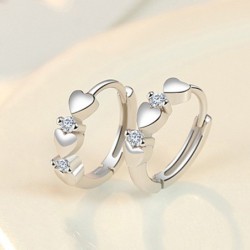 Elegant earrings - hearts / zirconia - 925 sterling silverEarrings