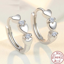 Elegant earrings - hearts / zirconia - 925 sterling silverEarrings