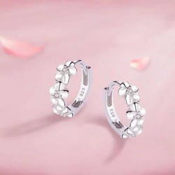 Small round earrings - flowers / zirconia - 925 sterling silverEarrings