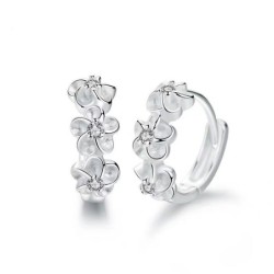 Small round earrings - flowers / zirconia - 925 sterling silverEarrings