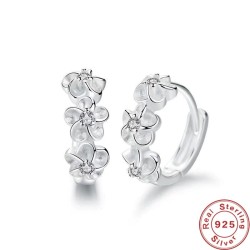 Small round earrings - flowers / zirconia - 925 sterling silverEarrings