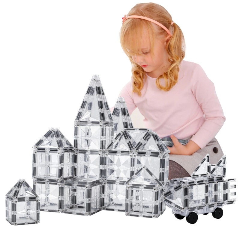 Magnetic blocks - crystal transparent tiles - toy - 108 piecesConstruction