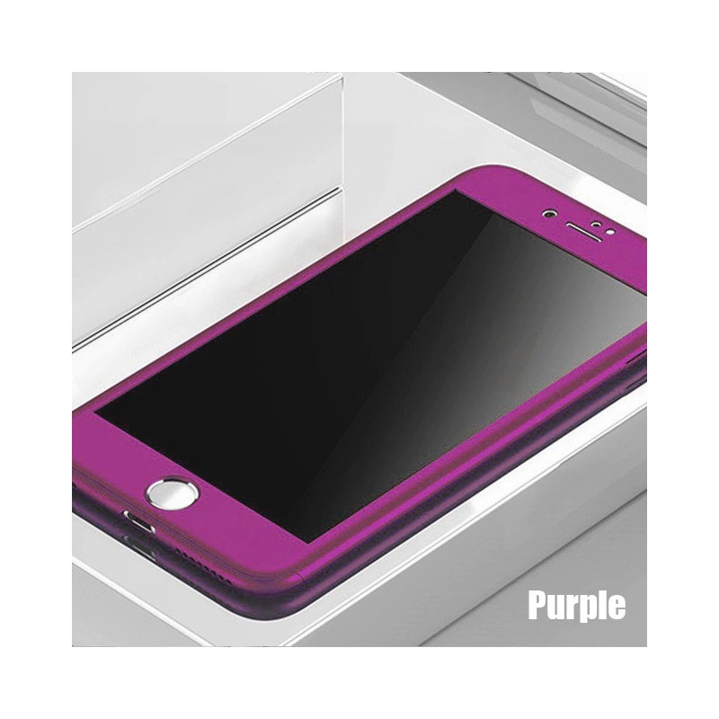 Luxury 360 full cover - with tempered glass screen protector - for iPhone - purpleProtection Luxury 360 full cover - with tempered glass screen protector - for iPhone - purpleProtection