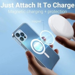 Magsafe wireless charging - transparent magnetic case - magnetic leather card holder - for iPhone - yellowProtection