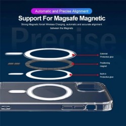 Magsafe wireless charging - transparent magnetic case - magnetic leather card holder - for iPhone - yellowProtection