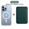Magsafe wireless charging - transparent magnetic case - magnetic leather card holder - for iPhone - dark greenProtection