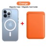 Magsafe wireless charging - transparent magnetic case - magnetic leather card holder - for iPhone - orangeProtection