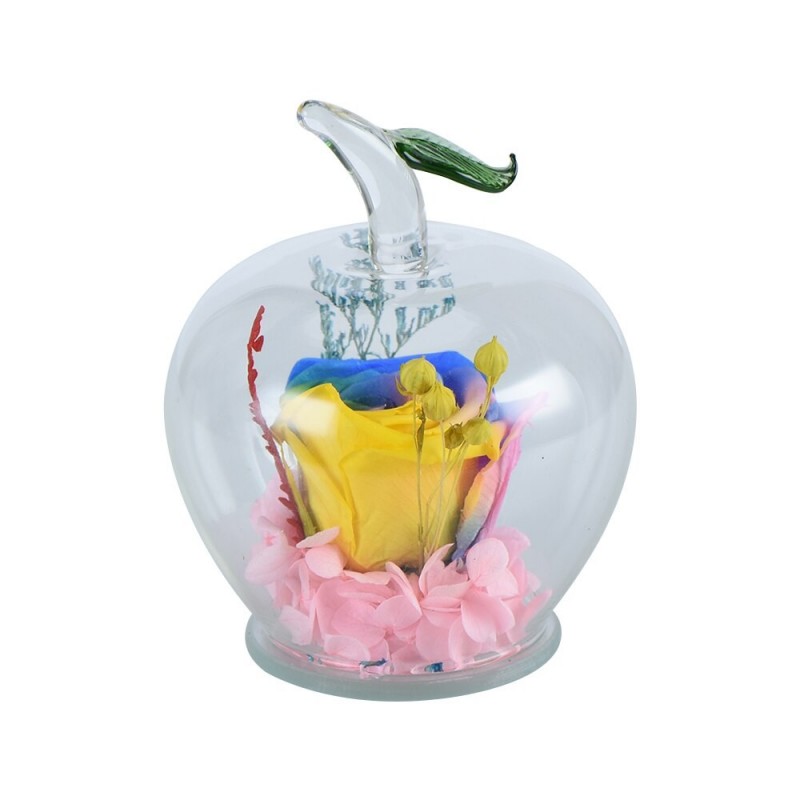Infinity rose in apple-shaped glass - handmadeValentine's day