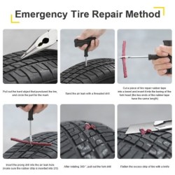 Car tire - repair kit - rubber strips - needle tool - toolsTire repair parts