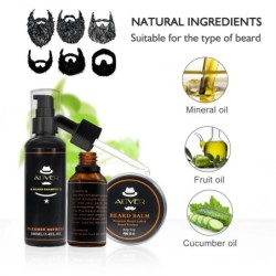 Beard care set - cream - oil - shampoo - comb - brush - with storage box - 5 piecesBeard