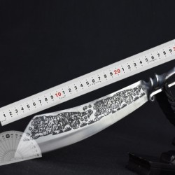 9.3 inch chopping knife - kitchen - hunting - wood cutter - handmade forged steel - tiger designSteel