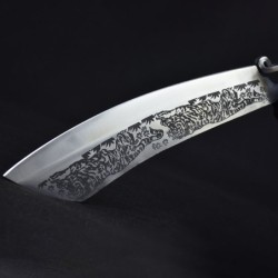 9.3 inch chopping knife - kitchen - hunting - wood cutter - handmade forged steel - tiger designSteel