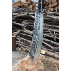 9.3 inch chopping knife - kitchen - hunting - wood cutter - handmade forged steel - tiger designSteel