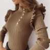 Long sleeve turtleneck - ribbed sweater - buttons / rufflesHoodies & Jumpers