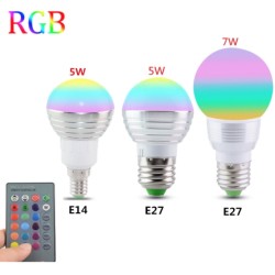 LED RGB magic bulb - 16 changing colors - with IR remote control - E27 - 5W - 7WE27