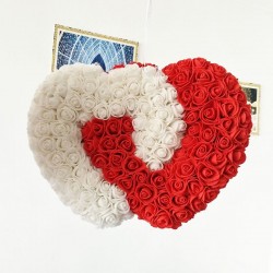 White & red rose heart - made of infinity roses - 30cmWedding