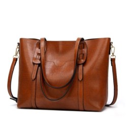 Elegant leather shoulder bag - large capacityHandbags