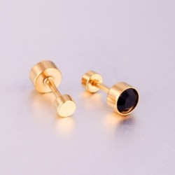Stainless steel stud earrings - with cubic zirconia - twistable endEarrings