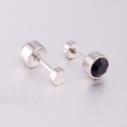 Stainless steel stud earrings - with cubic zirconia - twistable endEarrings