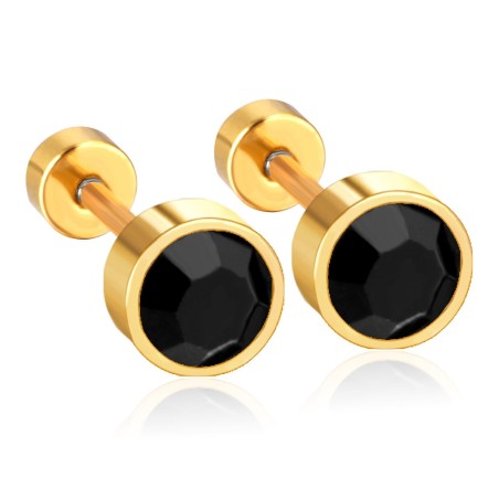 Stainless steel stud earrings - with cubic zirconia - twistable endEarrings