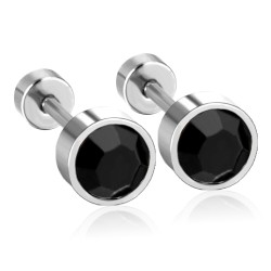 Stainless steel stud earrings - with cubic zirconia - twistable endEarrings