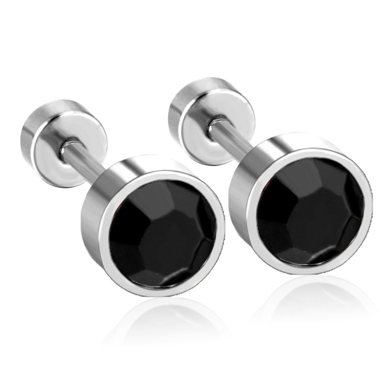 Stainless steel stud earrings - with cubic zirconia - twistable endEarrings