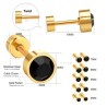 Stainless steel stud earrings - with cubic zirconia - twistable endEarrings
