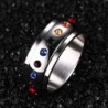 Rotating silver ring - rainbow crystal stones - stainless steelRings