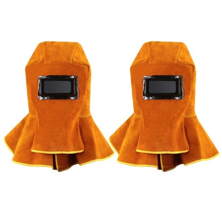 Leather welding hood - helmet - with neck / shoulder drapeHelmets