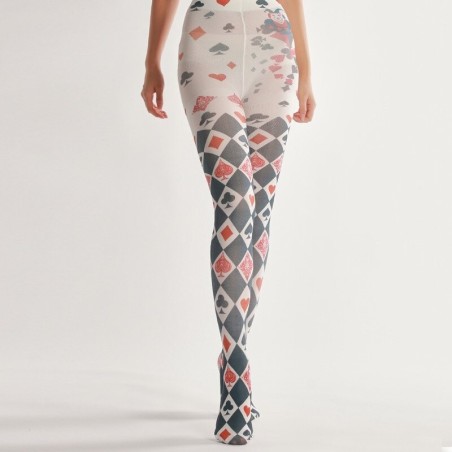 Halloween tights - playing cards print - greyLingerie