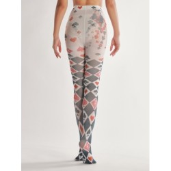 Halloween tights - playing cards print - greyLingerie