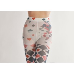 Halloween tights - playing cards print - greyLingerie