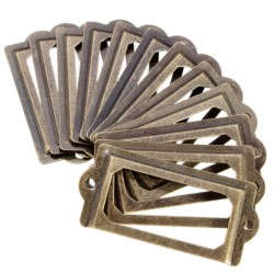 Antique brass drawer handles - label holders - metal frames - 12 piecesFurniture