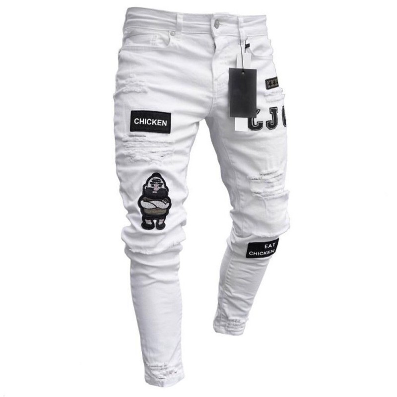 Stretchy ripped - biker Jeans - Slim Fit DenimPants Stretchy ripped - biker Jeans - Slim Fit DenimPants