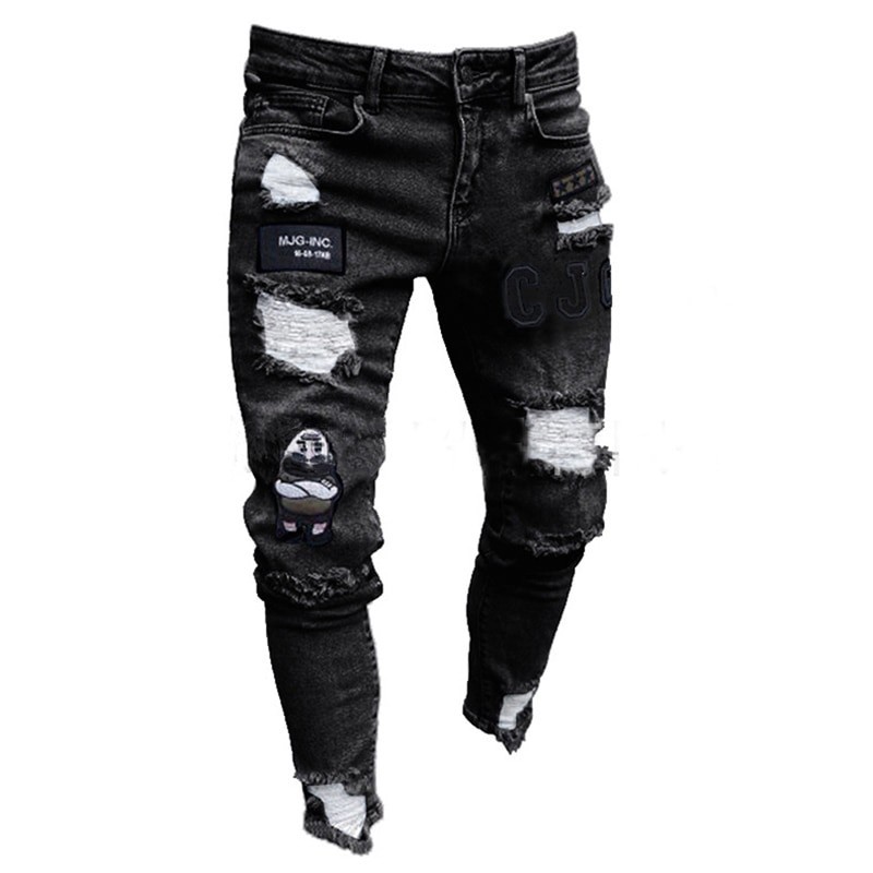 Stretchy ripped - biker Jeans - Slim Fit DenimPants Stretchy ripped - biker Jeans - Slim Fit DenimPants