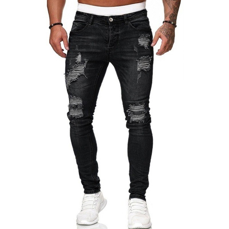 Stretchy ripped - biker Jeans - Slim Fit DenimPants Stretchy ripped - biker Jeans - Slim Fit DenimPants