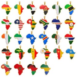 Necklace with African countries pendant - gold - 45cmNecklaces