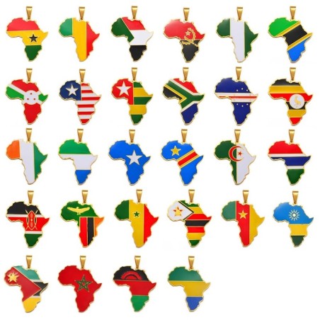 Necklace with African countries pendant - gold - 45cmNecklaces