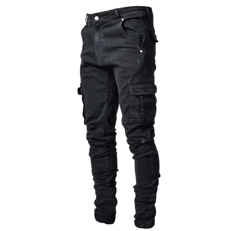 Stretchy jeans - biker style - side pockets - Slim FitPants