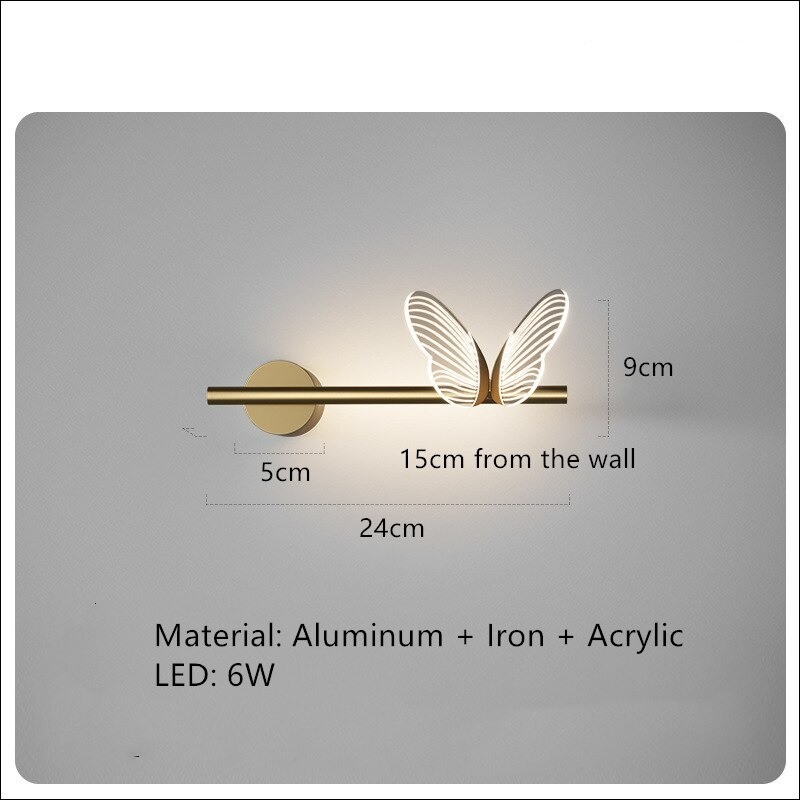 Modern acrylic lamp - wall mounted - LED - with butterfliesWall lights