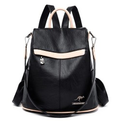 Multifunctional leather backpack - shoulder bag - anti-theft zippers - large capacity - kangaroo logoBackpacks