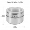 Magnetic spice jars - with labels - with wall mounted rack - stainless steelStorage