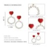 Red heart earrings - round pearl pendantEarrings