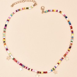 Colorful bead short necklace - with starsNecklaces