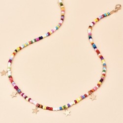 Colorful bead short necklace - with starsNecklaces