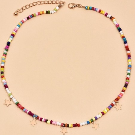 Colorful bead short necklace - with starsNecklaces