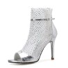 Sexy high heel sandals - glitter air mesh - with zipper - ankle lengthSandals