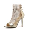 Sexy high heel sandals - glitter air mesh - with zipper - ankle lengthSandals